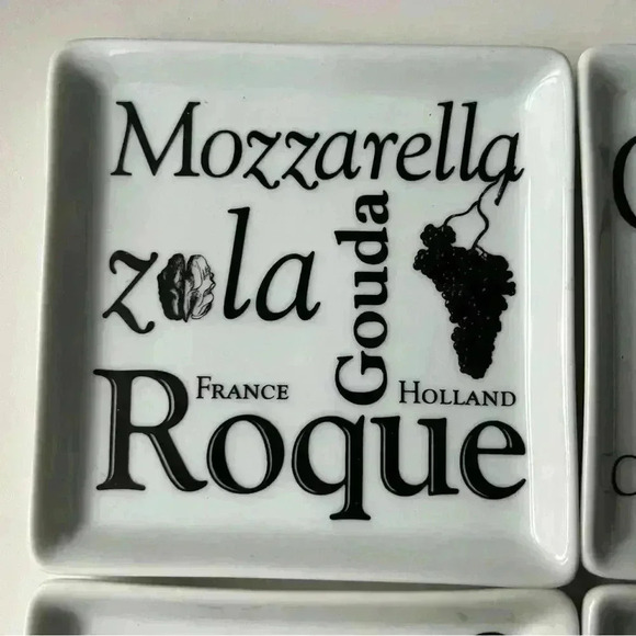 BIA Savoir Faire Set of 4 Square Porcelain Cheese Plates 11.5 cms - Picture 2 of 9